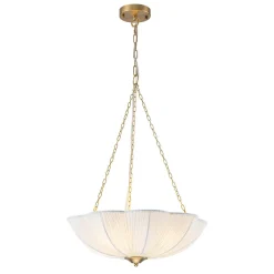 Boho Pleated Flower White Fabric Cage Pendant Light
