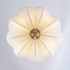 Boho Pleated Flower White Fabric Cage Pendant Light