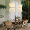 Boho 2-Tier White Fabric Tapered Drum Pendant Light