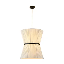 Boho 2-Tier White Fabric Tapered Drum Pendant Light