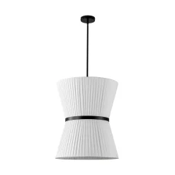 Boho 2-Tier White Fabric Tapered Drum Pendant Light