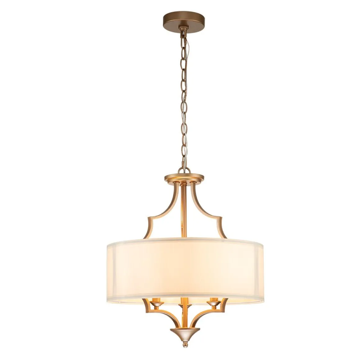 Brass Candle Style Drum Fabric Chandelier