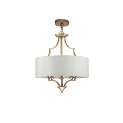 Brass Candle Style Drum Fabric Chandelier