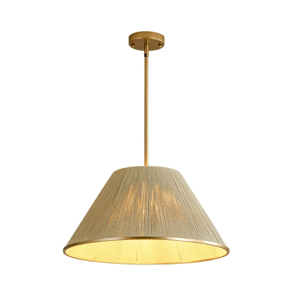 Brass Conical Woven Thread Cage Pendant Light