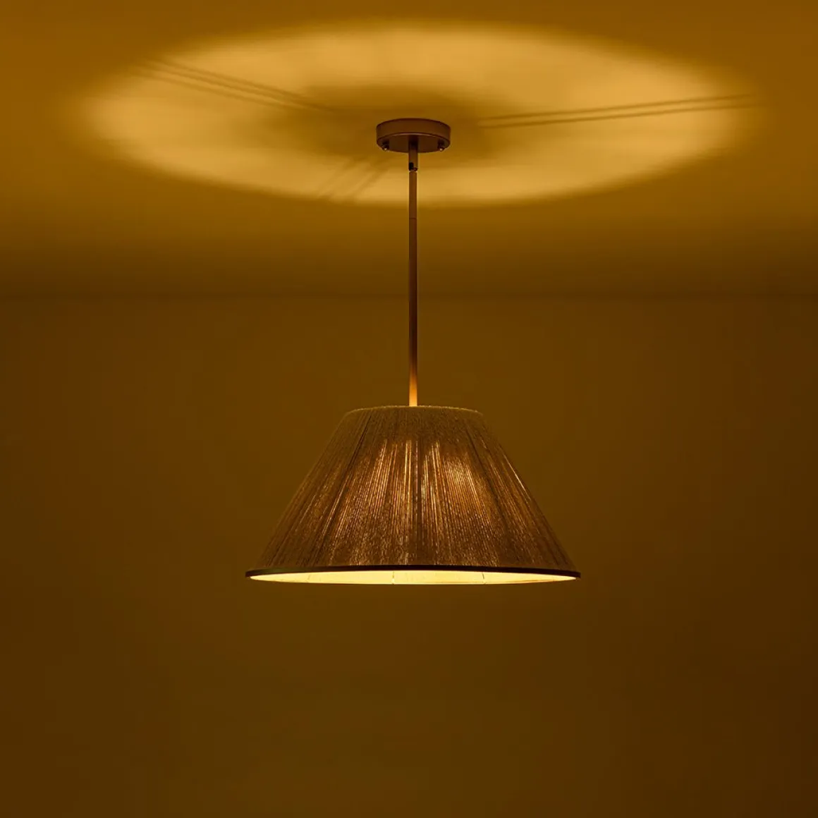 Brass Conical Woven Thread Cage Pendant Light
