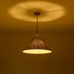 Brass Conical Woven Thread Cage Pendant Light