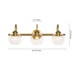 Brass Goose Arm Glass Globe 3-Light Vanity Wall Sconce