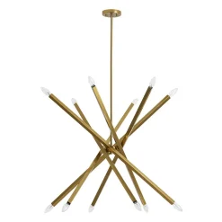 Brass 12-Light Adjustable Linear Rod Sputnik Chandelier