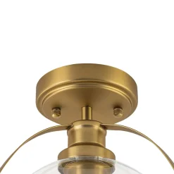 Brass 1-Light Clear Glass Sphere Globe Semi-Flush Mount