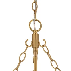 Brass 1-Light Clear Textured Glass Conical Cage Pendant