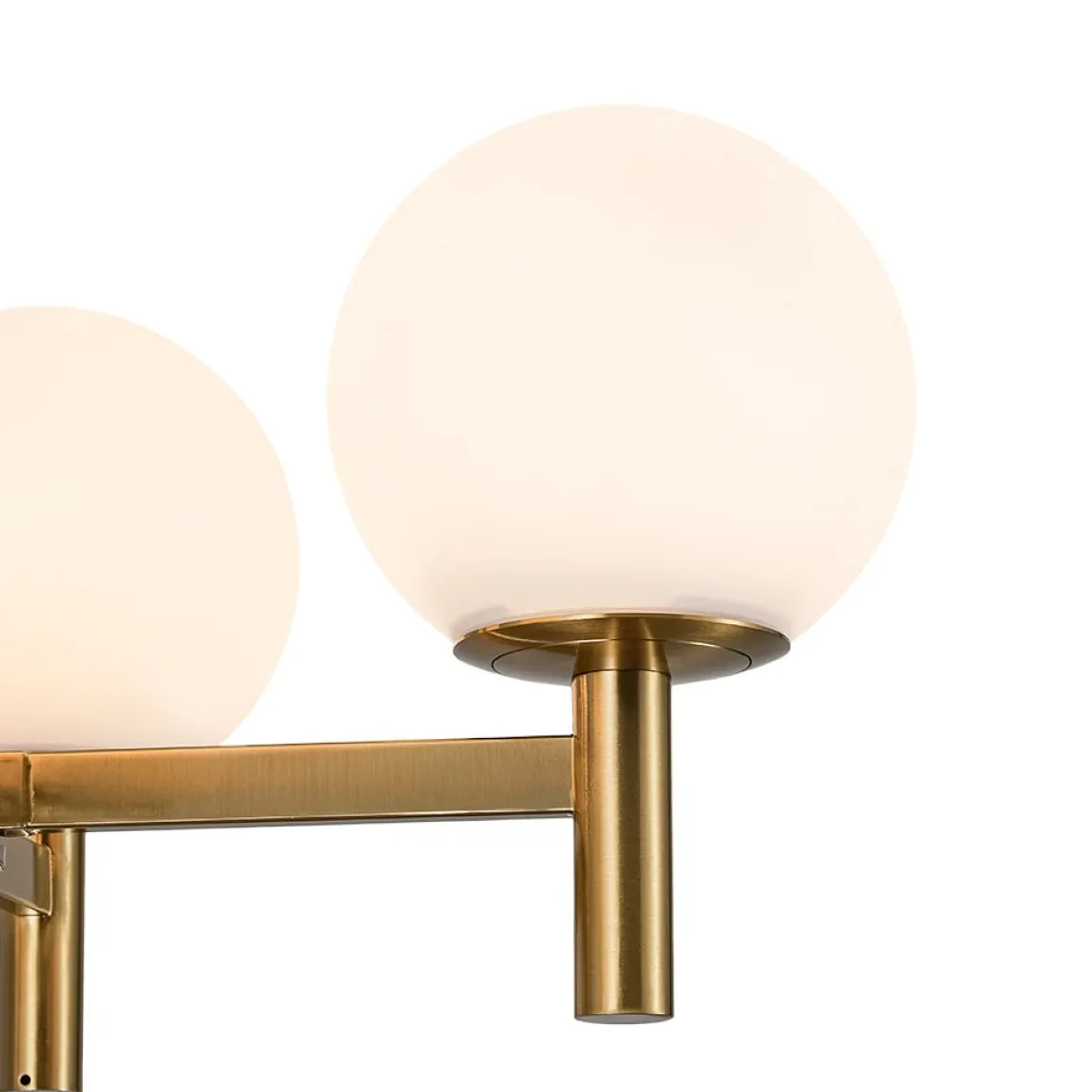 Brass 4-Light Opal Glass Globe Round Sputnik Chandelier