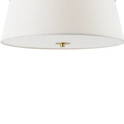 Brass 3-Light White Fabric Drum Cage Semi Flush Mount