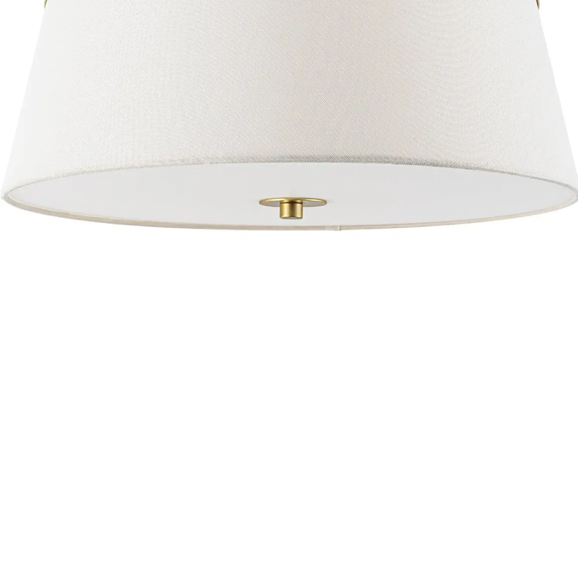 Brass 3-Light White Fabric Drum Cage Semi Flush Mount