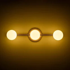 Brass Linear Opal Glass Globe Semi Flush Mount Vanity Light