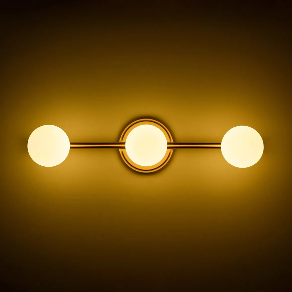 Brass Linear Opal Glass Globe Semi Flush Mount Vanity Light