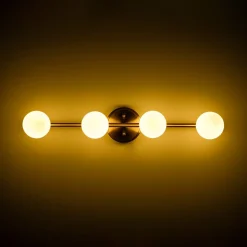 Brass Linear Opal Glass Globe Semi Flush Mount Vanity Light