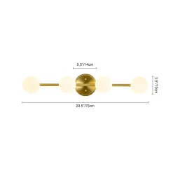 Brass Linear Opal Glass Globe Semi Flush Mount Vanity Light