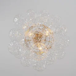 Brass Luxe Cluster Hammered Glass Globe Bubble Chandelier
