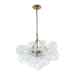 Brass Luxe Cluster Hammered Glass Globe Bubble Chandelier