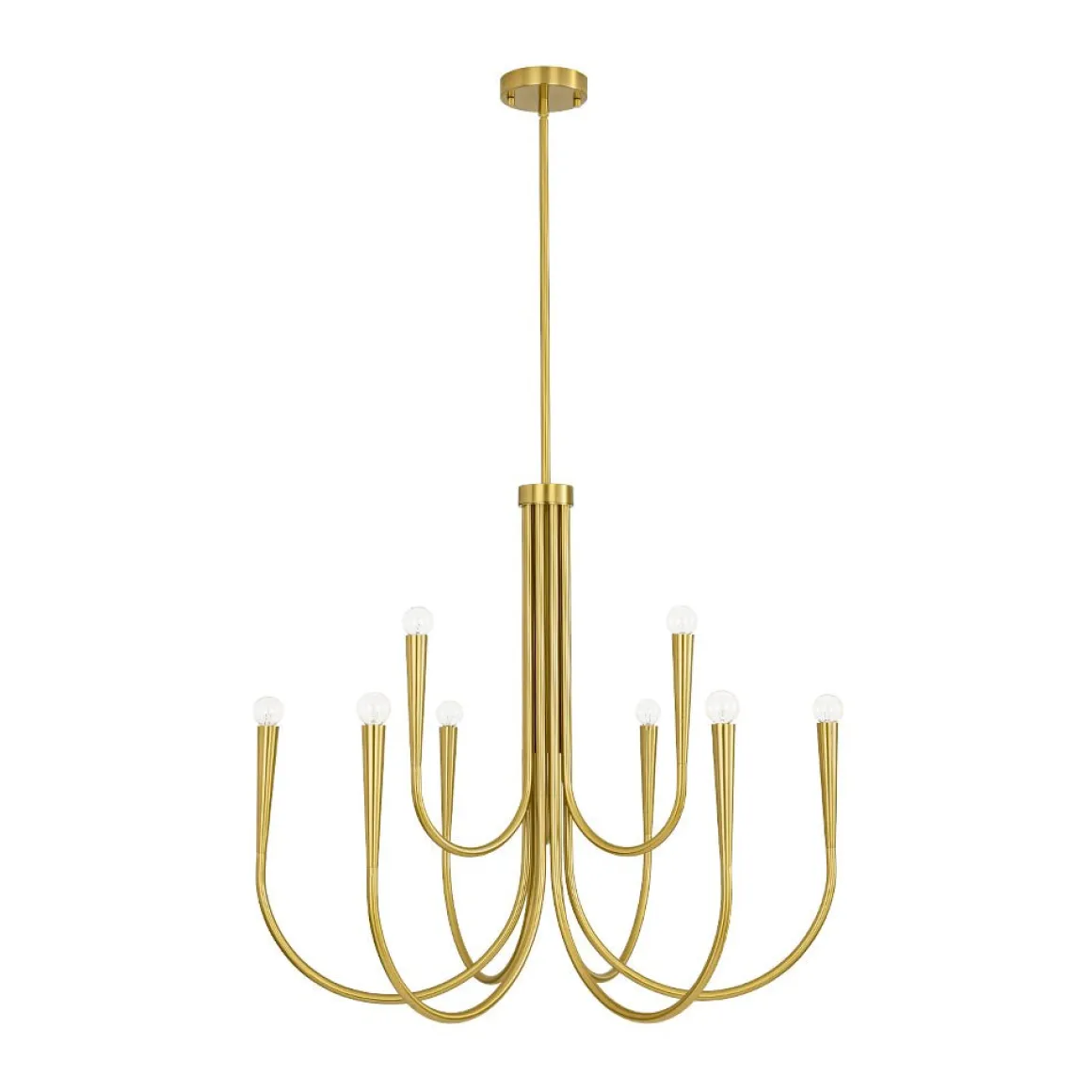 Brass Mid-Century Minimalist Tiered Candle Style Chandelier