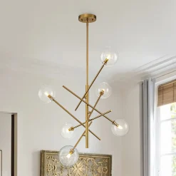 Celestial Glass Globe Sputnik Chandelier - Adjustable Linear Arm