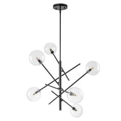 Celestial Glass Globe Sputnik Chandelier - Adjustable Linear Arm