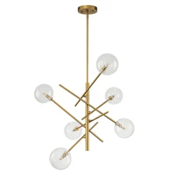 Celestial Glass Globe Sputnik Chandelier - Adjustable Linear Arm