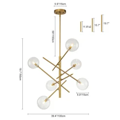 Celestial Glass Globe Sputnik Chandelier - Adjustable Linear Arm
