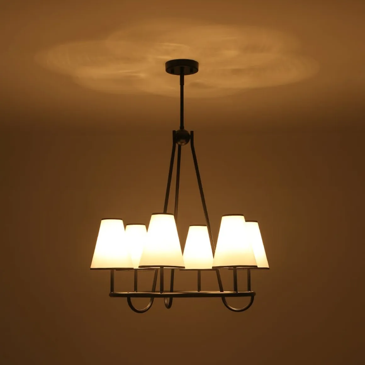 Classic 6-Light Fabric Conical Shade Wheel Chandelier