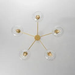 Clear Hammered Glass Globe 5-light Round Sputnik Chandelier