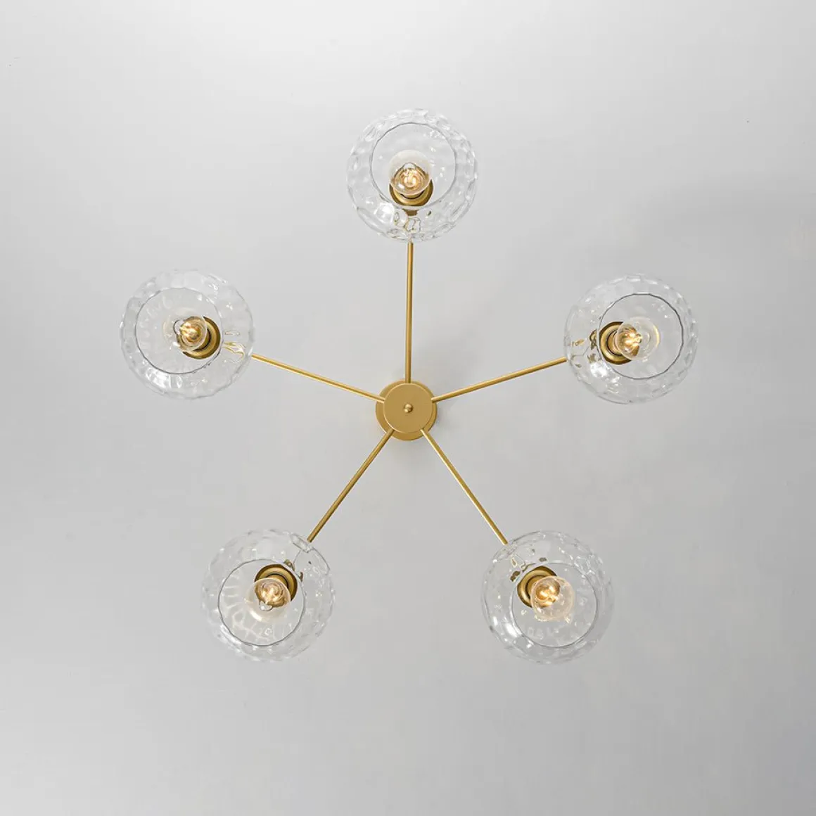 Clear Hammered Glass Globe 5-light Round Sputnik Chandelier