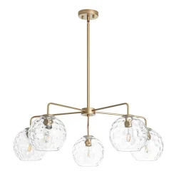 Clear Hammered Glass Globe 5-light Round Sputnik Chandelier