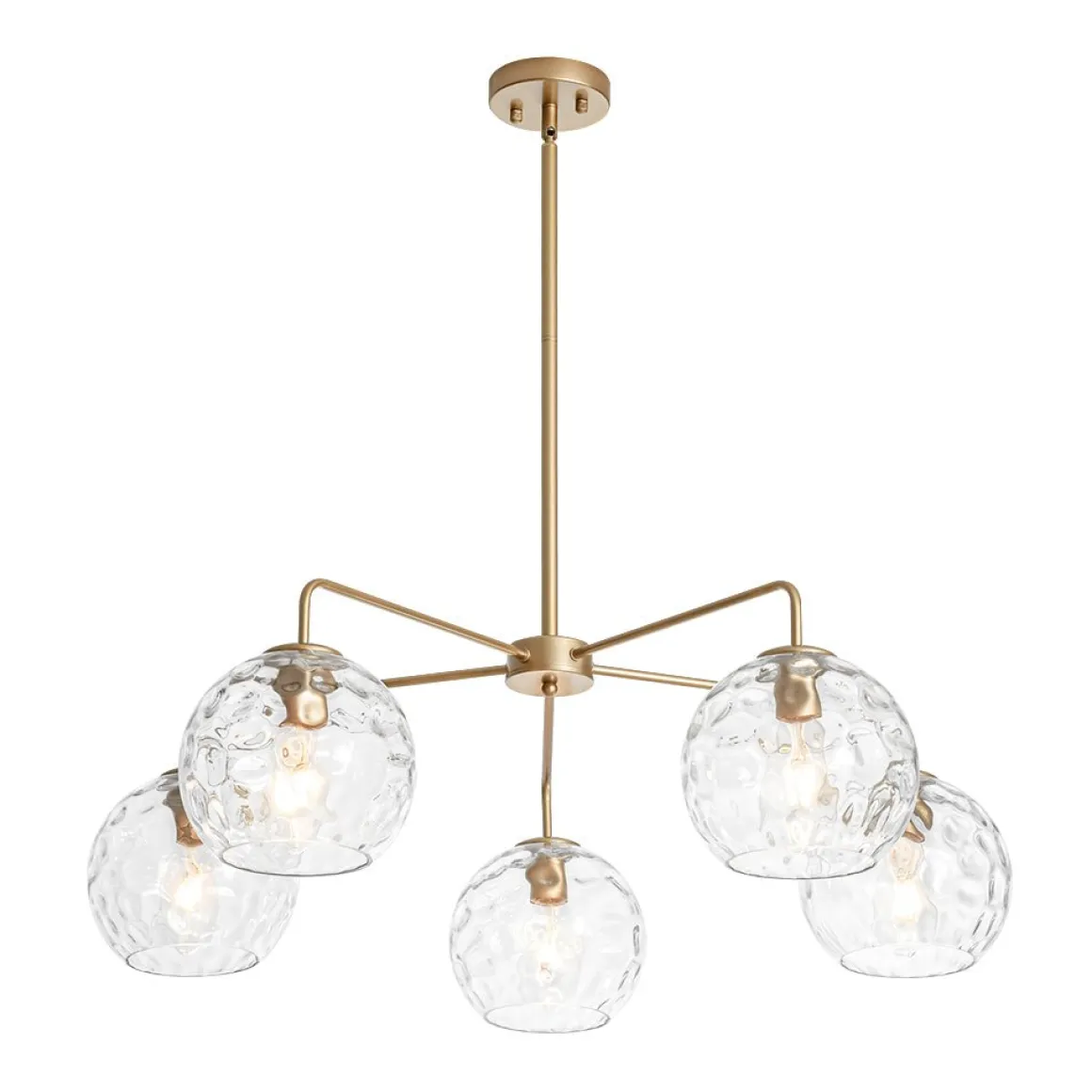 Clear Hammered Glass Globe 5-light Round Sputnik Chandelier
