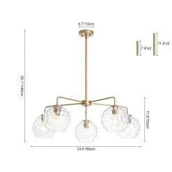Clear Hammered Glass Globe 5-light Round Sputnik Chandelier