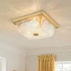 Cloudy White Glazed Glass Square Flush Mount Ceiling Light