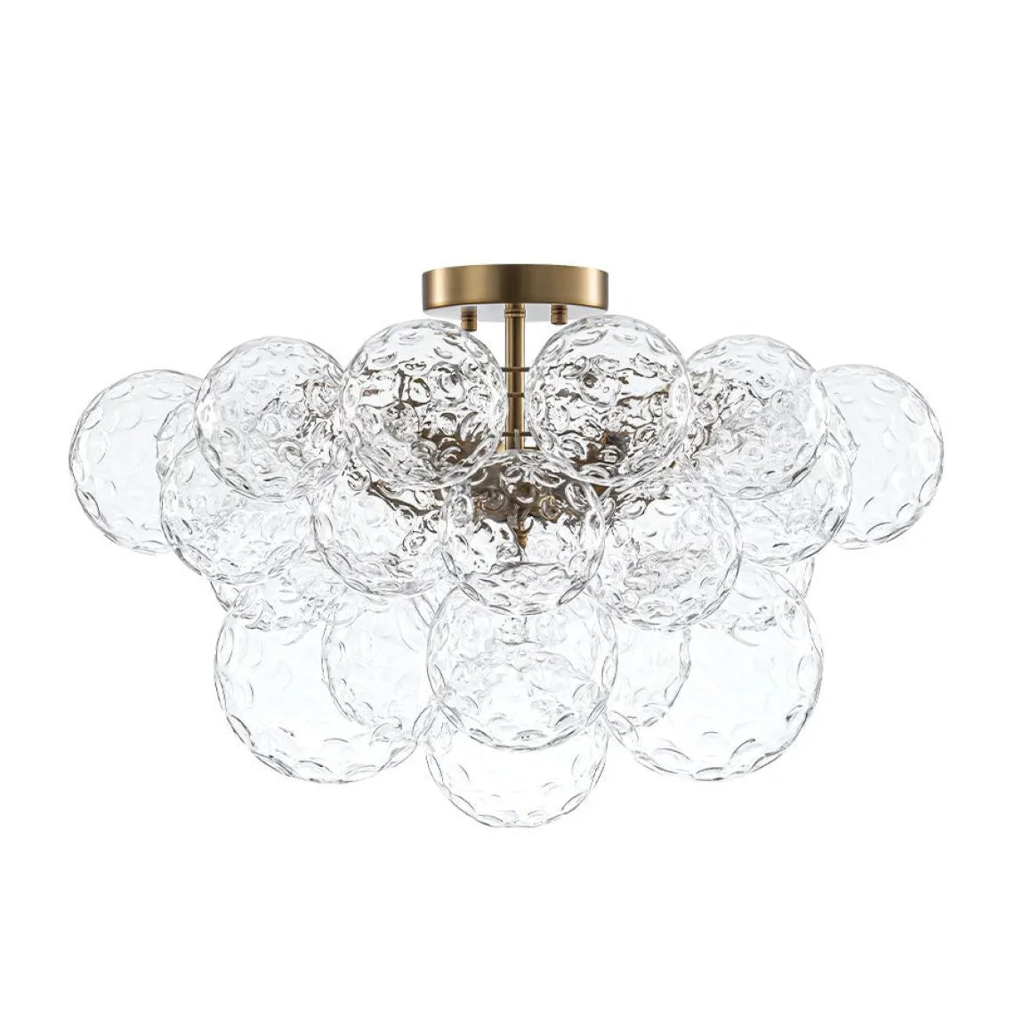 Cluster Hammered Textured Glass Bubble Semi Flush Chandelier