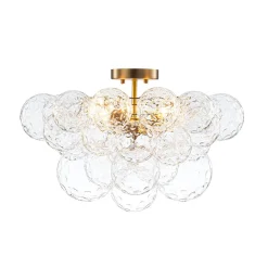 Cluster Hammered Textured Glass Bubble Semi Flush Chandelier