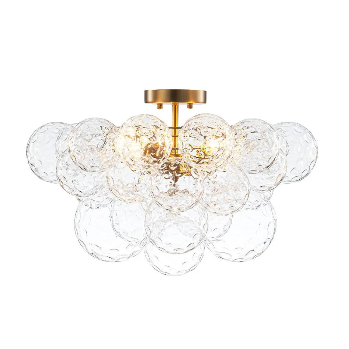 Cluster Hammered Textured Glass Bubble Semi Flush Chandelier