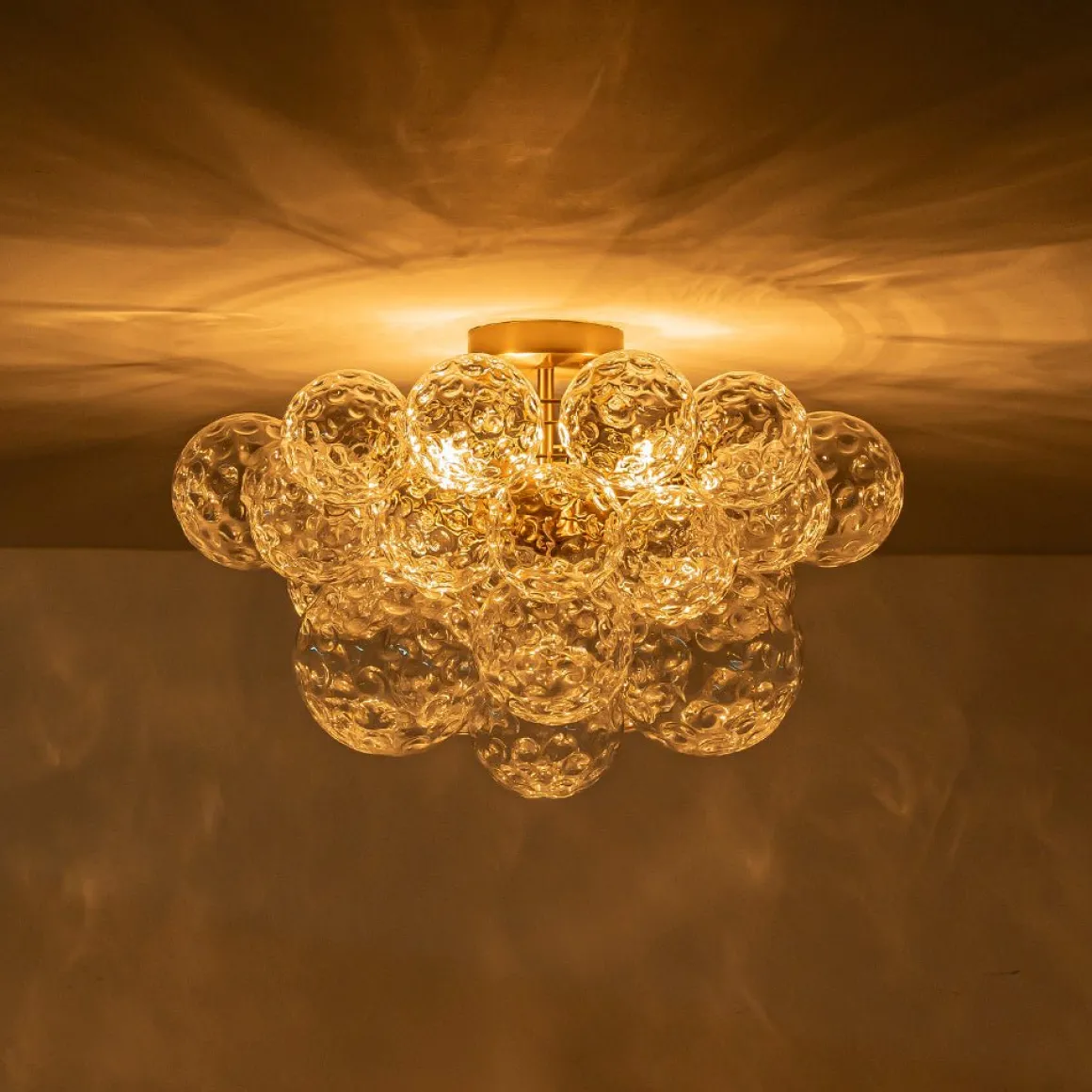 Cluster Hammered Textured Glass Bubble Semi Flush Chandelier
