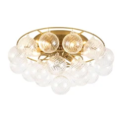 Cluster Ribbed Glass Bubble Round Tiered Semi Flush Chandelier