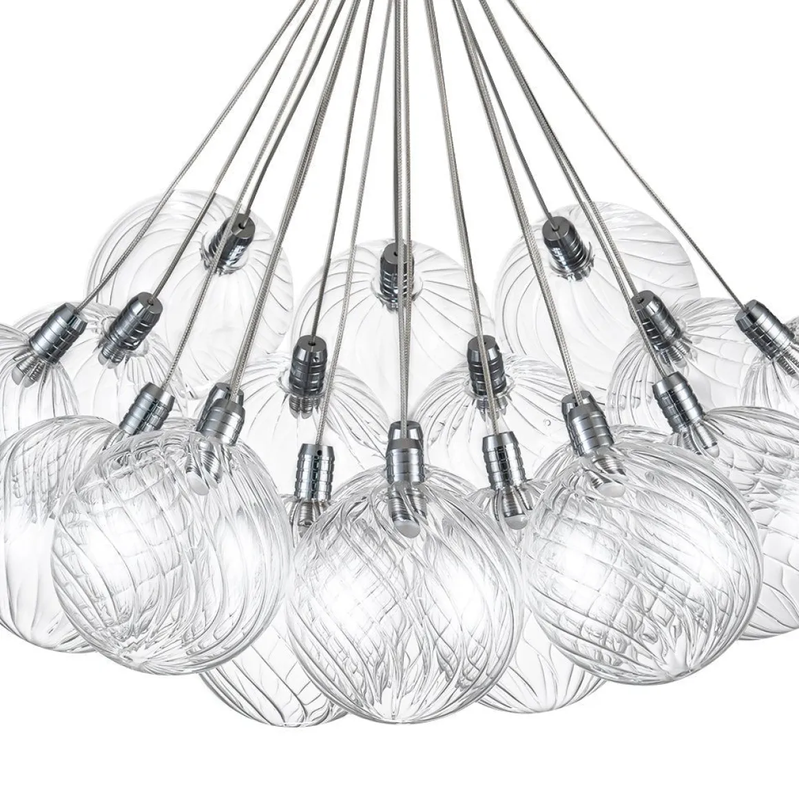 Cluster Ribbed Glass Dimmable LED Bubble Chandelier