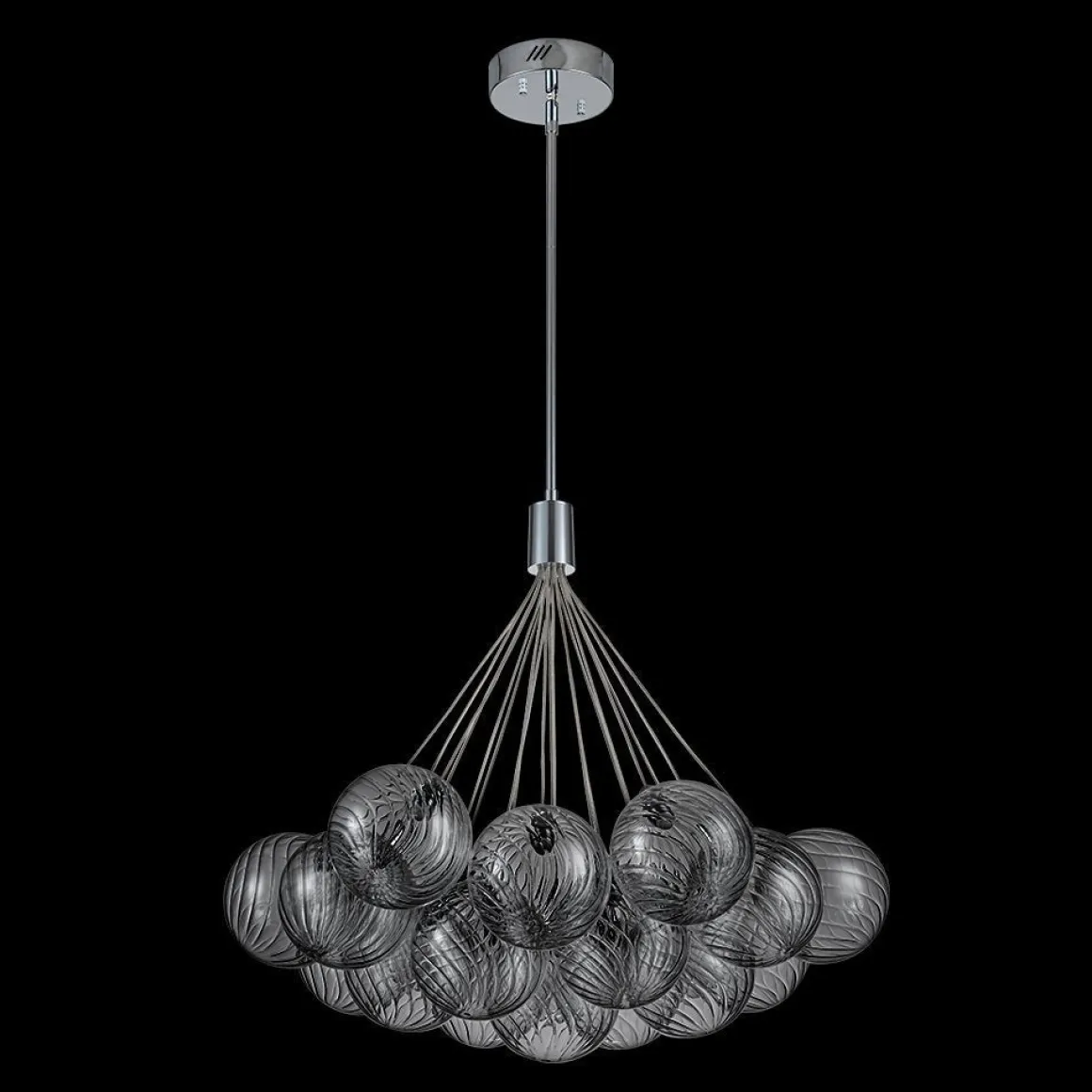Cluster Ribbed Glass Dimmable LED Bubble Chandelier