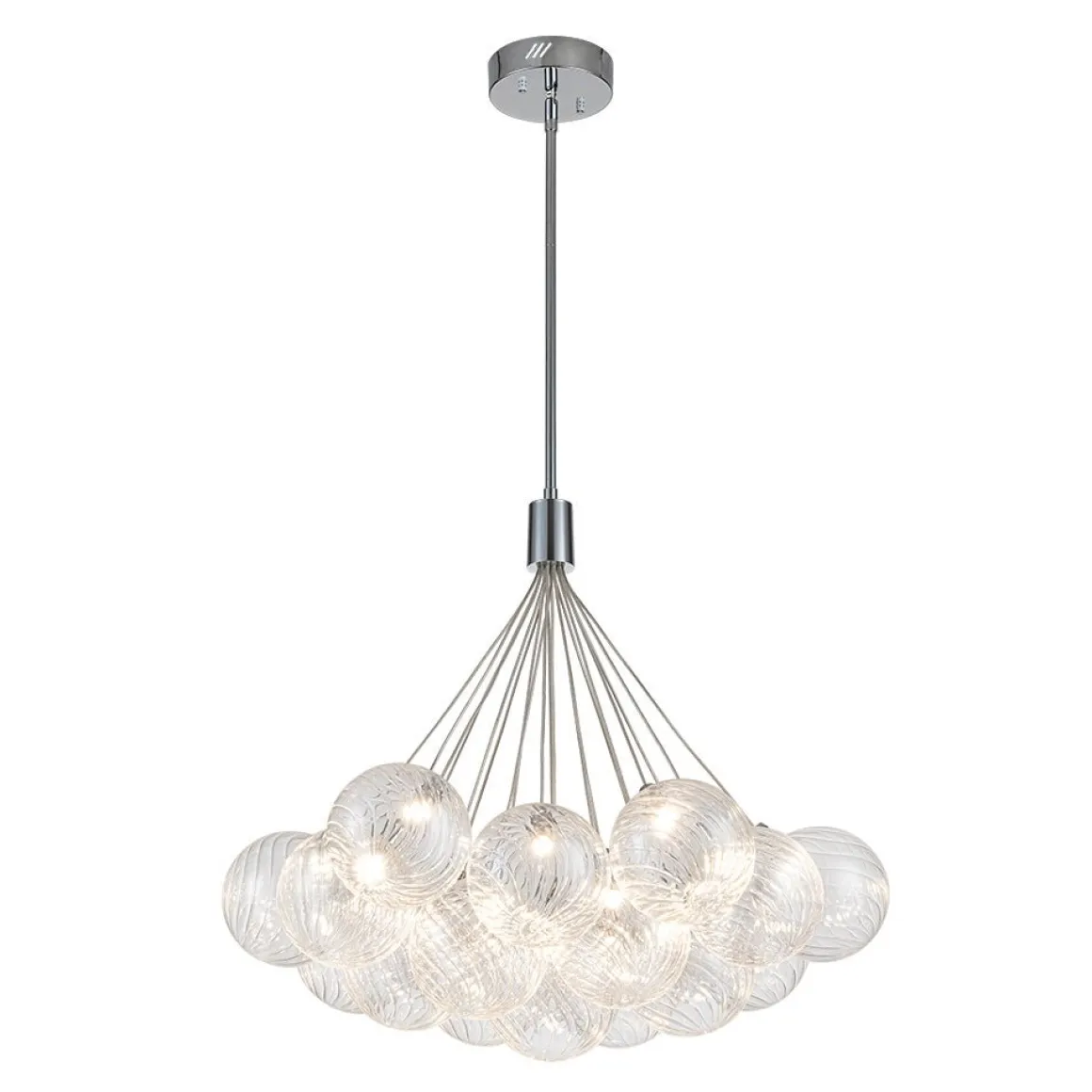 Cluster Ribbed Glass Dimmable LED Bubble Chandelier