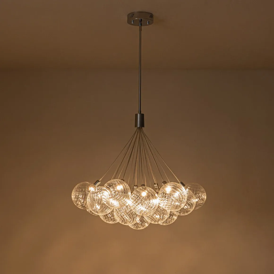 Cluster Ribbed Glass Dimmable LED Bubble Chandelier