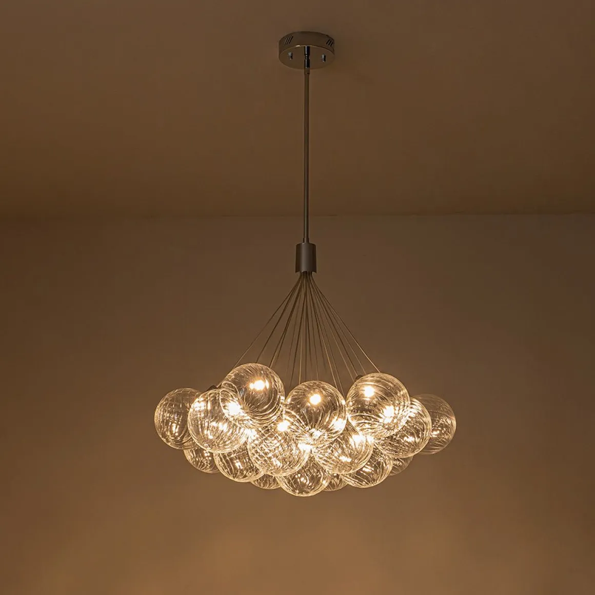Cluster Ribbed Glass Dimmable LED Bubble Chandelier