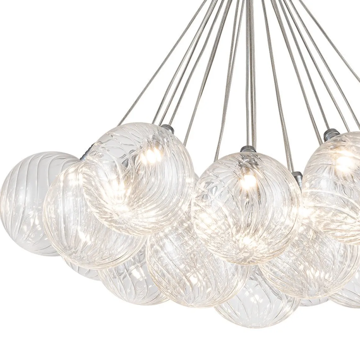 Cluster Ribbed Glass Dimmable LED Bubble Chandelier