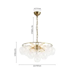 Cluster Ribbed Glass Globe Bubble Round Tiered Chandelier