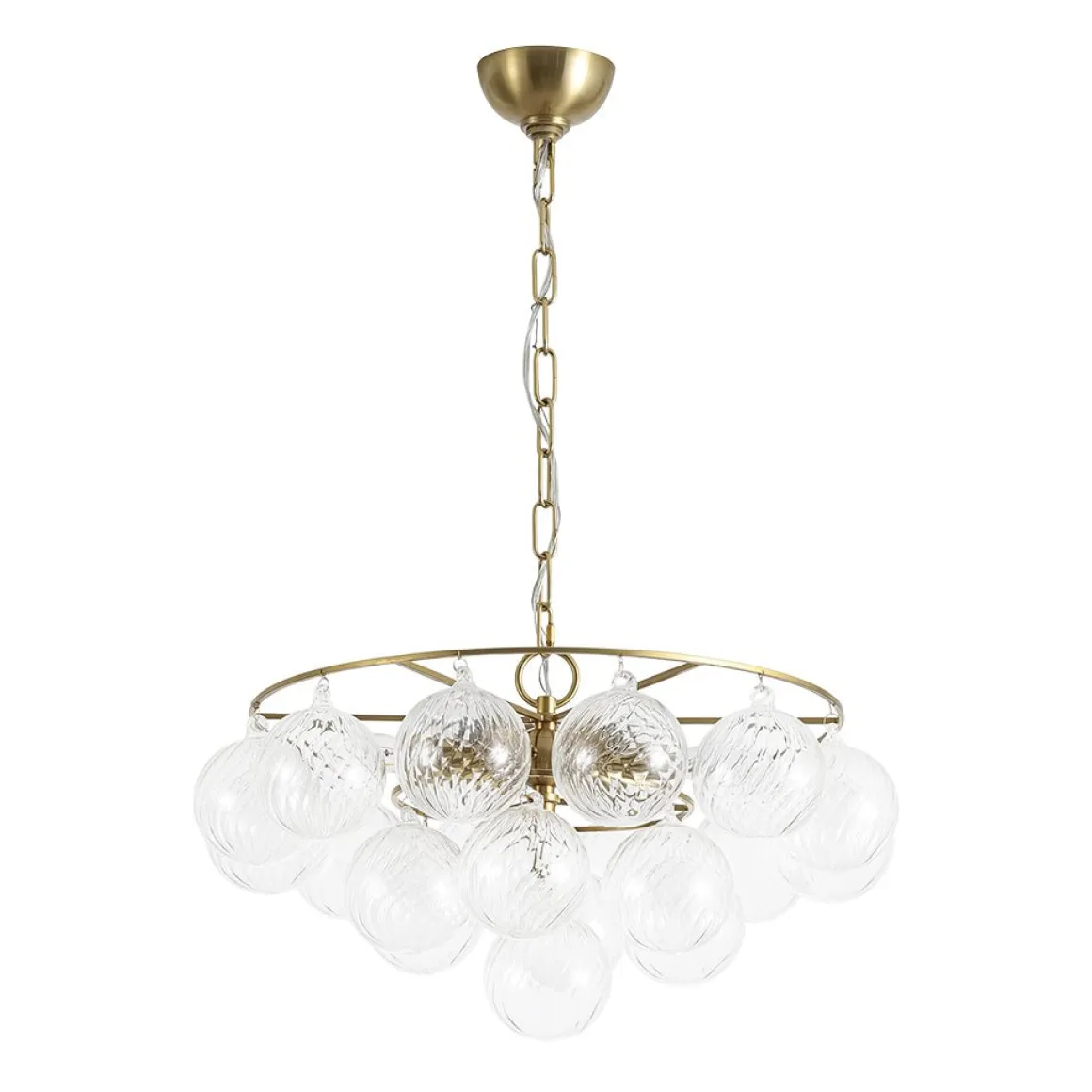 Cluster Ribbed Glass Globe Bubble Round Tiered Chandelier