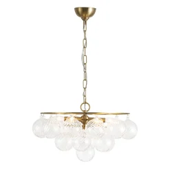 Cluster Ribbed Glass Globe Bubble Round Tiered Chandelier