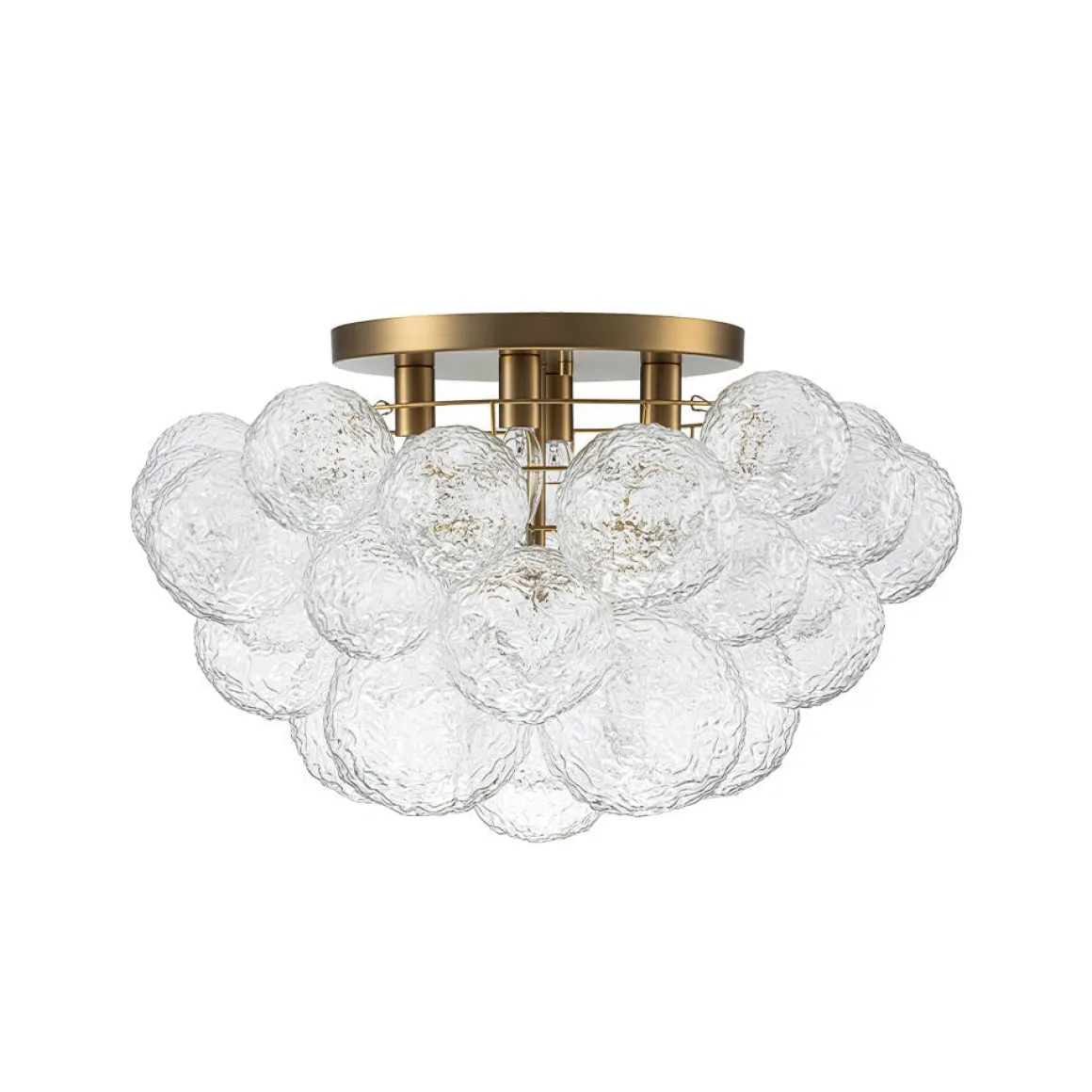 Cluster Rippled Glass Bubble Round Semi Flush Chandelier